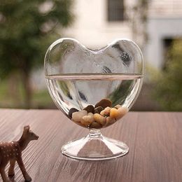 Vases Transparent Glass Vase Bookshelf Flower Arrangement Desktop Cabinet Heart Shaped For Bedroom Study Room Dorm Birthday Gift