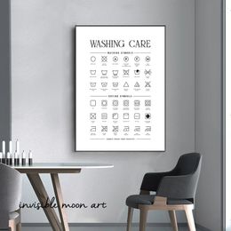 Laundry Guide Wahing Care Guide Laundry Instructions Art Posters Canvas Painting Wall Art Prints Picture Washing Room Home Decor