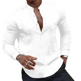 Men's Casual Shirts Mens Shirt Henley Holiday V-neck Daily Winter Long Sleeve Party Polyester Regular Summer T