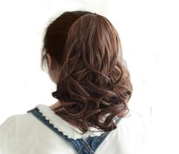 Short Wavy Female Hair Ponytail Heat Resistant Synthetic Drawstring Natural Clip In Hair Extensions Pony Tail1583967