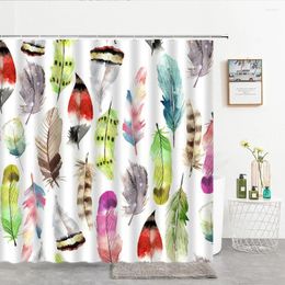 Shower Curtains Colorful Feathers 3d Bathroom Curtain Waterproof Decoration With Hooks 180x240cm Polyester Cloth Bath Screen