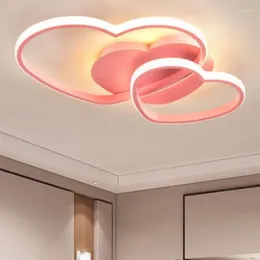 Ceiling Lights Princess Heart LED Modern Surface Dimmable Children Girl Room Living Wedding Decor Chandelier Fairy Lamp