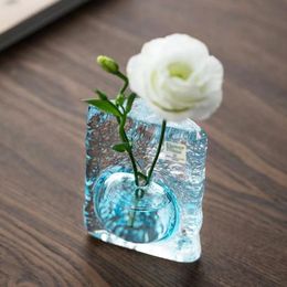 Glass Vases Japanese Simple Plant Pot Crystal for Flowers Desktop Flower Arrangement Hydroponics Beautiful Practical Plant Vase