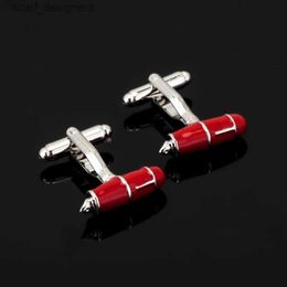 Cuff Links 2018 New Design red pen Cufflink for Mens Suits Buttons Geometric Wedding Cufflink French Grooms Shirt Brand Cuff Links Jewelry Y240411