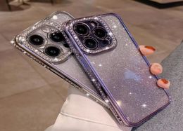 Fashion Luxury cases Glitter Diamond Bling Case for iPhone 14 13 12 11 Pro Max x xs xr 7 8 Plus Girl Female Plating Soft Silicone 1740587