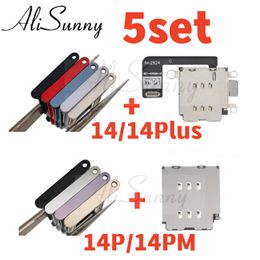 AliSunny 5Set Dual Sim Card Tray + Reader for iPhone 14 Plus Pro Max Holder Slot Fix Parts