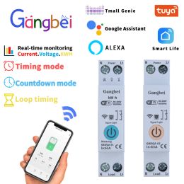 TUYA GBDQA 63A 1P+N WIFI Smart Switch Energy Metre Kwh Metering Monitoring Circuit Breaker MCB Remote Control Circuit Breaker