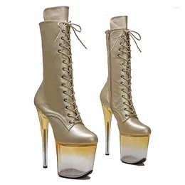 Dance Shoes Leecabe 20CM/8inches PU Upper High Heel Platform Boots Closed Toe Pole