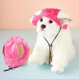 Dog Apparel Sun Hat With Ear Holes Breathable Ultralight Protection Summer Pet Headwear Drawstring Supplies