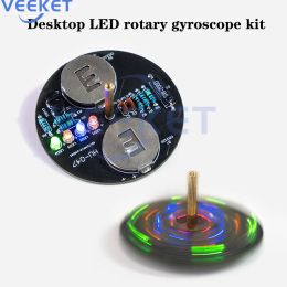 Desktop LED Rotary Gyroscope DIY Electronic Kit Flashing Light Circuit Board For Soldering Practise and Training DIY PCB Boards