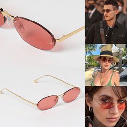 Designer women oval sunglasses Classic frameless small glasses Luxury Personalised beach outdoor sunglasses for lady oval sunglasses 4075