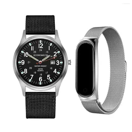 Wristwatches 1Pcs Couples Casual Business Digital Calendar Nylon Strap Quartz Watch Sports LED Silicone Electronic