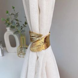 Gold Silver Feather Curtain Tieback Buckle Punch Free Metal Spring Curtain Clip Holderback Holder Hook Living Room Bedroom Decor