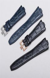 Black Dark Blue Genuine Cow leather straps fit For constantin 47660 000G9829 watch 25mm 9mm lug Overseas watchbands bracelet255v8705052