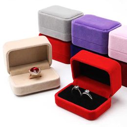 Jewelry Boxes Velvet Ring Box Couple Double Ring Earring Display Case Suggestion Engagement Wedding Anniversary Jewelry Packaging1