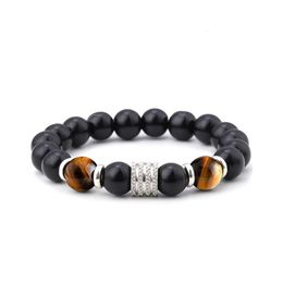 Tiger Eye Stone Bracelet for Men Small and High End Sense Mens Handwear Imitation Obsidian Beaded