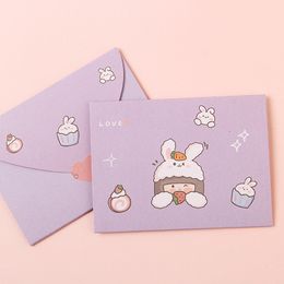 Cute Animal Envelope Message Thanks Card Birthday Wishes Postcard Foldable Message Card Birthday Wishes Greeting Card