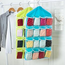 Storage Bags Transparent And Visible 16 Compartment Hanging Bag Home Furnishings Wardrobe Type Clothing Underwear Sorting