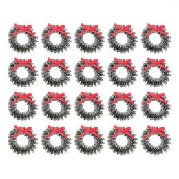 Decorative Flowers 20 Christmas Ring Bow Wreath Artificial Napkin Rings Miniature Frost Sisal Tree Wreaths For Lease