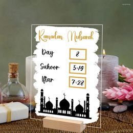 Party Decoration Reusable Ramadan Calendar Board Wooden Base Table Ornament Mubarak Eid Advent Day Suhoor Iftaar Countdown Gifts With Pen