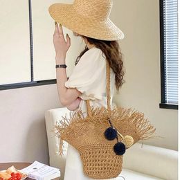 Storage Bags French Retro Niche Design Woven Shoulder Bag Star With The Same Seaside Vacation Beach Large Capacity Cosmetic Travel