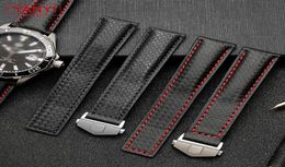 Watch Bands Carbon Fibre pattern Genuine Leather Strap 20mm 22m for watchband wristwatches band leather watch bracelet 2301302887780