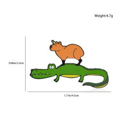 Harong Capybaras and Crocodiles Enamel Pin Tiktok Hot Cute Animal Capybara Funny Brooch Backpack Hat Badge Jewellery Collection