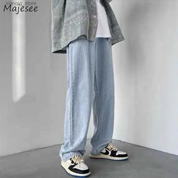 Men's Jeans Baggy Jeans Men Straight High Street All-match Fashion Teens Couples Simple Youthful Vitality Streetwear Korean Style Trousers L49