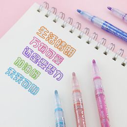 8Pcs Eye-catching Double Line Outline Art Pens Fade Resistant Metallic Markers Uniform Ink Output School Supplies