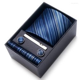 Bow Ties Brand Wedding Present Tie Pocket Squares Cufflink Set Necktie Men Suit Accessories Floral Fit Formal Party