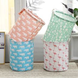 Storage Bags Home Large Capacity Folding Laundry Basket Round Waterproof Hamper Collapsible Clothes Toy Bucket Organizer