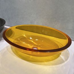 Colour Transparent Resin Bathroom Sinks Countertop Basin Home Balcony Oval Square Washing Sink Creative Hotel Bathroom Washbasins