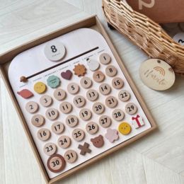 Ins Wooden Calendar Moonpicnic Magnetic Number Date Time Cognitive Toy Children Enlightenment Educational Toy Decoration