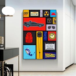 Back To The Future Movie Cover Poster Racing Comic Graffiti Canvas Painting Luxury Sports Car Wall Art Picture Room Home Decor