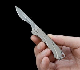 Titanium Alloy Folding Knife Scalpel Blade Utility Carving Cutter Outdoor Camping Hiking Travel Portable Keychain Gadgets6211891