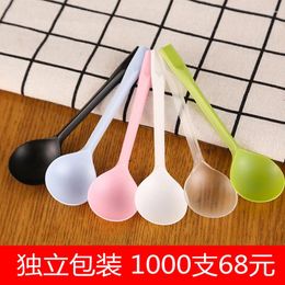 Disposable Flatware Thickened Takeaway Dessert Spoon Plastic Stock Cake Ice Cream Fruit Scoop