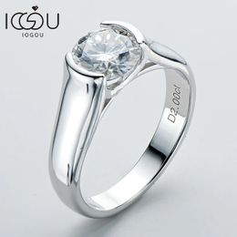 IOGOU 2ct Diamond Solitiare Engagement Rings For Women 100% 925 Sterling Silver Bridal Wedding Band Bezel Setting 8mm240327