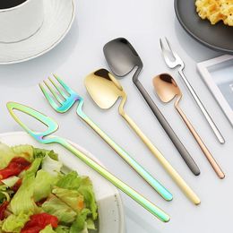 Dinnerware Sets 5pcs/Set Kit Spoon Fork Cutlery Set Stainless Steel Hangable Flatware Home Kitchen Coffee