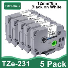 1~5 PK Replacement 12mm 0.47" Brother Ptouch TZ Tape TZe-231 TZ-231 Use For PT-D210 PT-H110 PTD600 PTD400AD Laminated Label