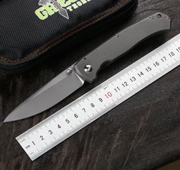 Green stickleback folding knife D2 blade TC4 titanium alloy handle camping outdoor portable fruit knife practical EDC tool3016411