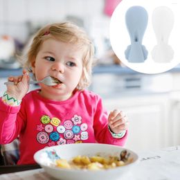 Spoons 2 Pcs Baby Feeding Toddler Utensils Appendix Born Tableware Silica Gel Training Grade Silicone