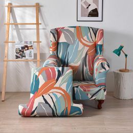 Elastic Sofa Armchair Slipcover Floral Printed Wingchair Cover High Back Wingback Chair Covers Stretch Sofa Protector Case