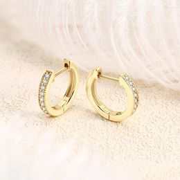 Hoop Earrings Classic 925 Silver Mini Hoops For Women GRA Certified Round Cut 1.3mm Moissanite Single Row Fashion Huggie Jewellery Gift