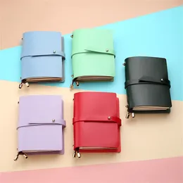 Soft PU Leather Notebook Passport Style Solid Color Creative Fresh Loose-Leaf Notepad Student Stationery Diary Book