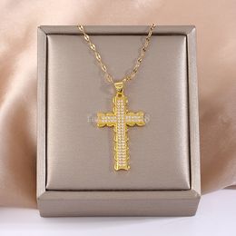 European and American Hip-hop Religious Wave Pattern Cross Pendant Necklace for Men and Women