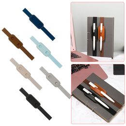 1pc Adjustable Elastic Band Pen Holder Colourful PU Leather Pen Sleeve Pouch Elastic Notebook Pen Holder Detachable