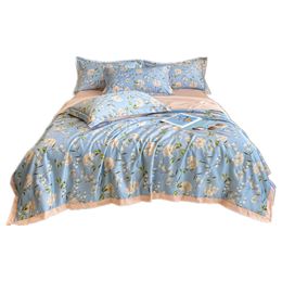 Summer Cool Quilt Bed Sheets Pillowcase 4pc Bedding Set Home Textiles Soft Comfortable Queen Size Blanket Air-conditioning Quilt