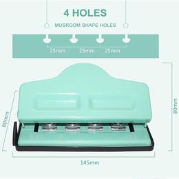 4-Hole Creative Mushroom Hole Shape Punch Disc Ring DIY Paper Cutter T-type Puncher Craft Machine Offices Stationery