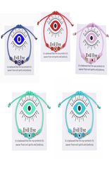 Turkey Blue Evil Eye Card Bracelet Women Handmade Rope Chain Crystal Lucky Eyes Beads Bracelets Girl Party Jewellery Gift Couple1598735