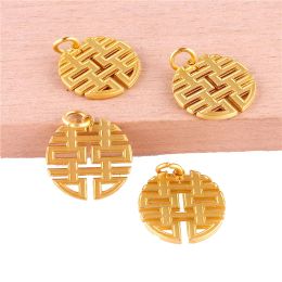 10pcs/Lot Chinese Style 3D Gold Plated Charms Lucky Pendant Alloy Accessories Diy Bracelets Charm for Jewelry Making Materials